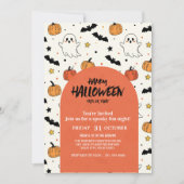 Schattigee Ghost & Pumpkin Halloween Party Kaart (Voorkant)
