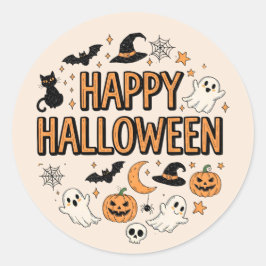 Schattigee Ghost & Pumpkin Halloween Party Ronde Sticker