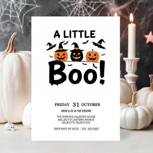 Schattigee Ghost & Pumpkin Halloween Party Uitnodi Kaart