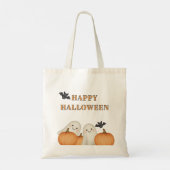 Schattigee Ghost Pumpkin Halloween Tote Bag (Achterkant)