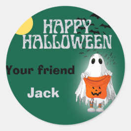 Schattigee Ghost Pumpkin Happy Halloween gepersona Ronde Sticker