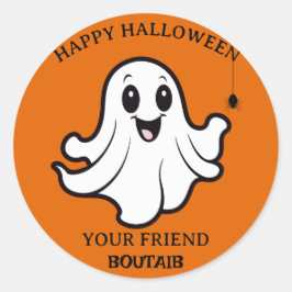 Schattigee Ghost Pumpkin Happy Halloween gepersona Ronde Sticker