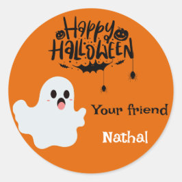 Schattigee Ghost Pumpkin Happy Halloween gepersona Ronde Sticker