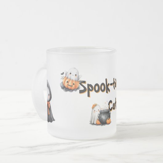 Schattigee Ghost Snoep Custom Spook Matglas Koffiemok (Voorkant links)