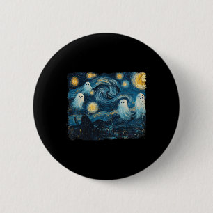 Schattigee Ghost Sterrennacht Halloween Spooky Ret Ronde Button 5,7 Cm
