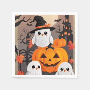Schattigee Ghost Uilen & Pompoenen Spooky Hallowee Servet