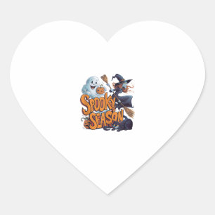 Schattigee Ghost Witch Black Cat Halloween Boo Gho Hart Sticker