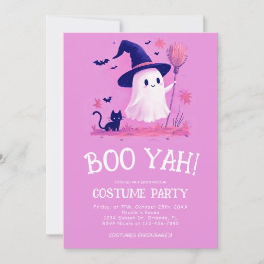 Schattigee Ghost Witch Kinder Halloween Kostuumfee Kaart (Voorkant)