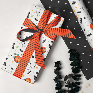 Schattigee Ghosts Bats Pumpkins Halloween Pattern Cadeaupapier