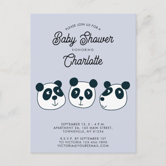 Schattigee Giant Panda Beer Baby shower Uitnodigin Briefkaart (Voorkant)