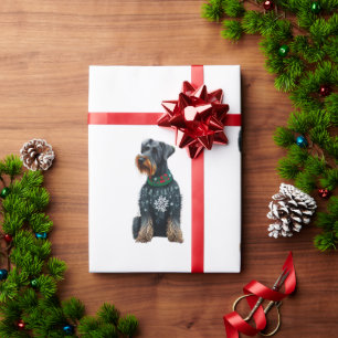 Schattigee Giant Schnauzer in een Kersttrui Cadeaupapier