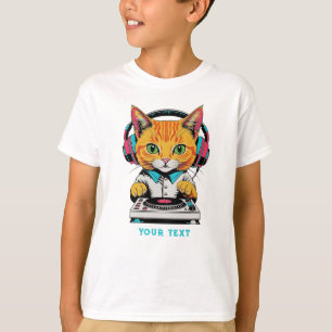 Schattigee Ginger Cat DJ Pop Art Design Retro Hoof T-shirt