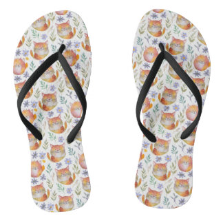 Schattigee Ginger Cat en Flowers Flip Flop