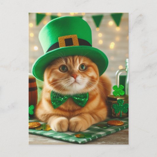 Schattigee Ginger Saint Patricks Day Cat Briefkaart (Voorkant)