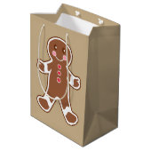 Schattigee Gingerbread Boy Christmas Gift Bag Medium Cadeauzakje (Achterkant Gekanteld)