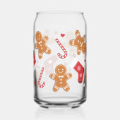 Schattigee Gingerbread Candy Cane Kousen Kerst Blikvorm Glas (Links)