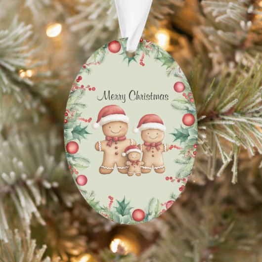 Schattigee Gingerbread Cookie Familie Kerstmis Ornament (Boom)