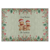 Schattigee Gingerbread Cookie Familie Kerstmis Snijplank (Voorkant)