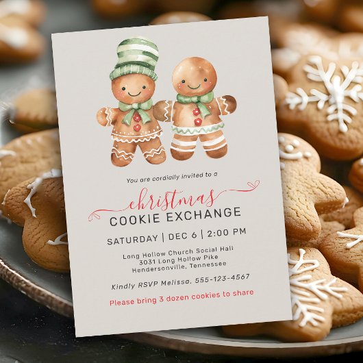 Schattigee Gingerbread Couple Cookie Exchange Part Kaart