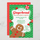 Schattigee Gingerbread Decorating Party Invitation Kaart (Voorkant / Achterkant)