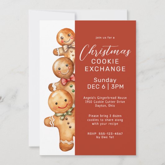 Schattigee Gingerbread Family Cookie Exchange Part Kaart (Voorkant)