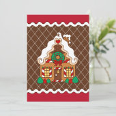 Schattigee Gingerbread House Kerstfeest Uitnodigin Kaart (Staand voorkant)