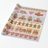 Schattigee Gingerbread kerstkoekjes Cadeaupapier (Uitgerold)