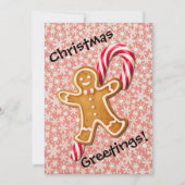 Schattigee Gingerbread Man Candy Cane Retro Kerstm Feestdagenkaart (Voorkant)