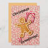 Schattigee Gingerbread Man Candy Cane Retro Kerstm Feestdagenkaart (Voorkant / Achterkant)