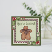 Schattigee Gingerbread Man kerstfeest Kaart (Staand voorkant)