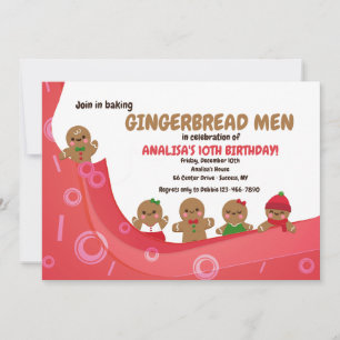 Schattigee Gingerbread Men Invitation Kaart