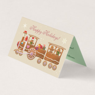 Schattigee Gingerbread Xmas Train en Airplane Cart Kaart