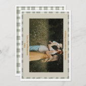 Schattigee Gingham Plaid Custom Foto Kerstkaart (Voorkant / Achterkant)