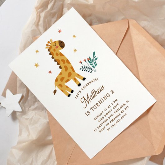 Schattigee giraf. Grappige safari dier kinderen ve Kaart