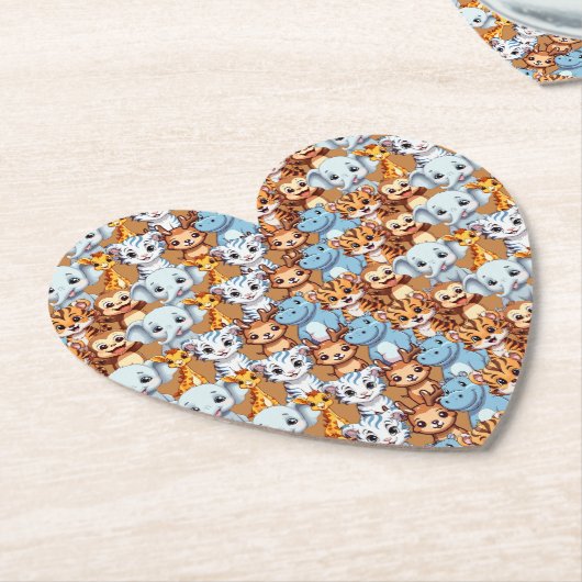 Schattigee giraf nijlpaard wild oerwoud safari Pat Kartonnen Onderzetters (Gekanteld)