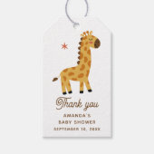 Schattigee giraf. Safari dier baby shower dank u Cadeaulabel (Voorkant)