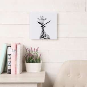 Schattigee Giraffe 2 #animal #art Vierkante Klok
