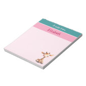 Schattigee giraffe aangepaste naam roze kinderen notitieblok (Gedraaid)