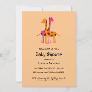 Schattigee Giraffe Baby Douche Uitnodigingen