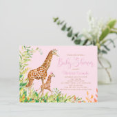 Schattigee Giraffe Baby Douche Uitnodigingen (Staand voorkant)