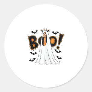 Schattigee Giraffe Boo Halloween Kostuum Zoo Lover Ronde Sticker