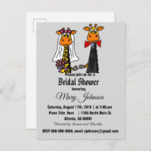 Schattigee Giraffe bruiloft Cartoon Uitnodiging Briefkaart (Voorkant / Achterkant)