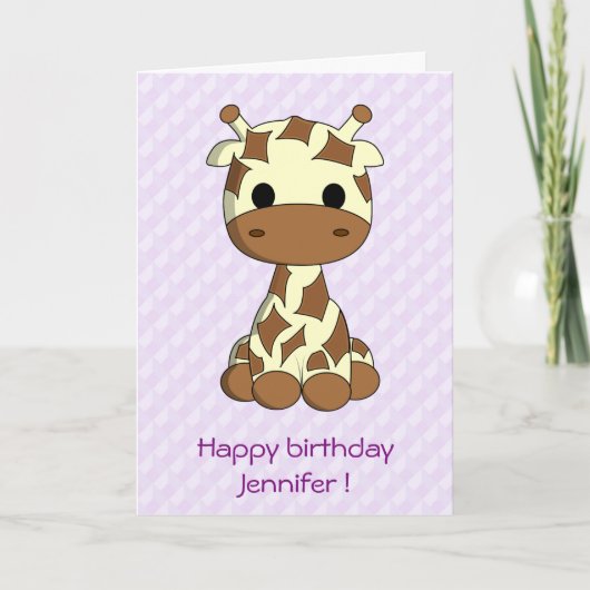 Schattigee giraffe cartoon Aanpasbare Kids Birthda Kaart (Voorkant)