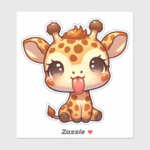 Schattigee Giraffe die zijn tong uitsteekt Sticker