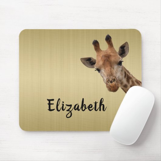 Schattigee Giraffe Dier Gepersonaliseerde Naam Muismat (Met muis)