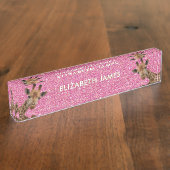 Schattigee Giraffe Dier Gepersonaliseerde Naam Naambordje (Zijkant)