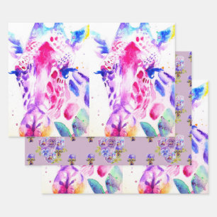 Schattigee Giraffe dierentuin dierlijke patroon Wa Inpakpapier Vel