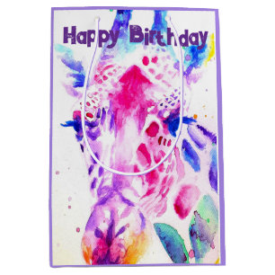 Schattigee Giraffe dierentuin dierlijke patroon Wa Medium Cadeauzakje