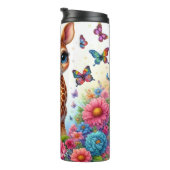 Schattigee Giraffe Flowers Butterflies Whimsical S Thermosbeker (Geroteerd rechts)
