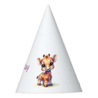 Schattigee giraffe gefeliciteerd feesthoedjes